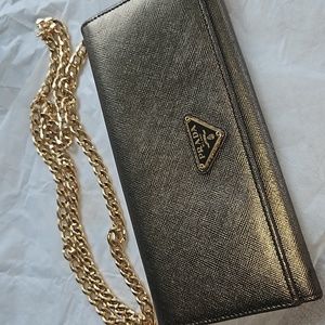 PRADA Bronze Gold Long Wallet